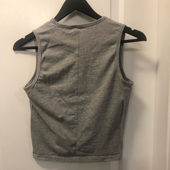 Cloth gray crop top with knitted front, size M. - Picture 2 of 3